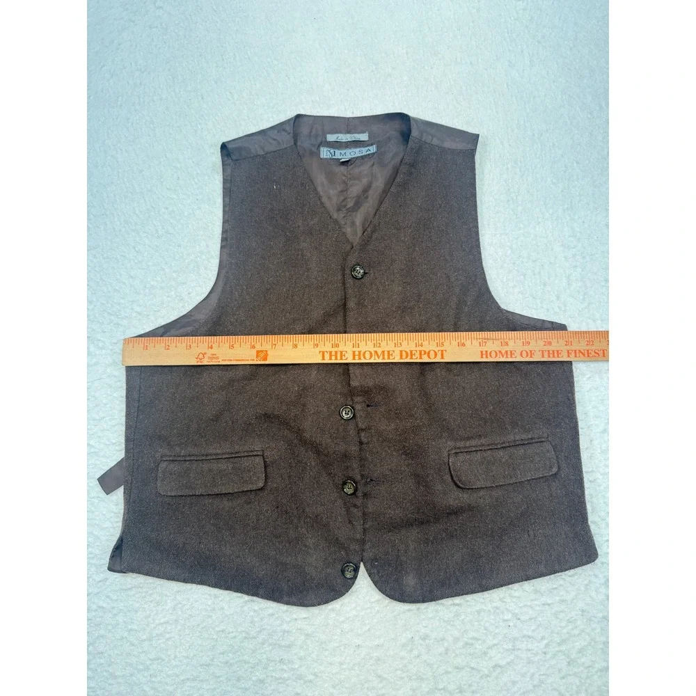 Mimosa Brown Wool Blend Waistcoat Vest Mens Medium Adjustable Cinch Back Pocket